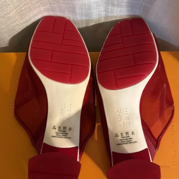 Elegant Red Mesh Heeled Mules - Picture 8 of 12